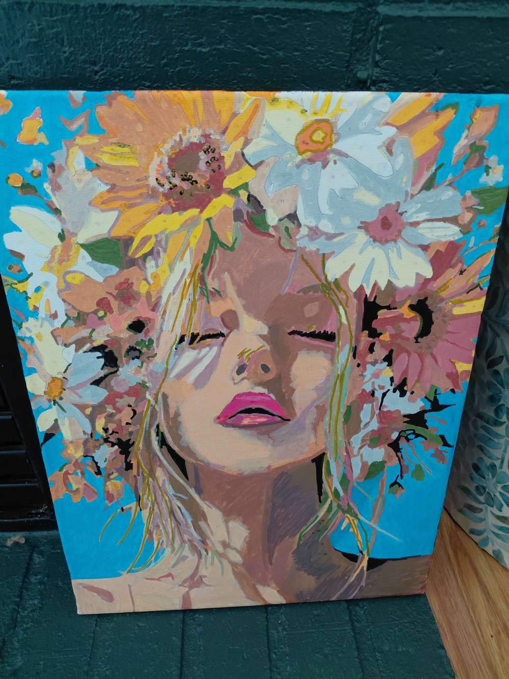 Floral Muse Canvas Wall Art - Blue & Yellow